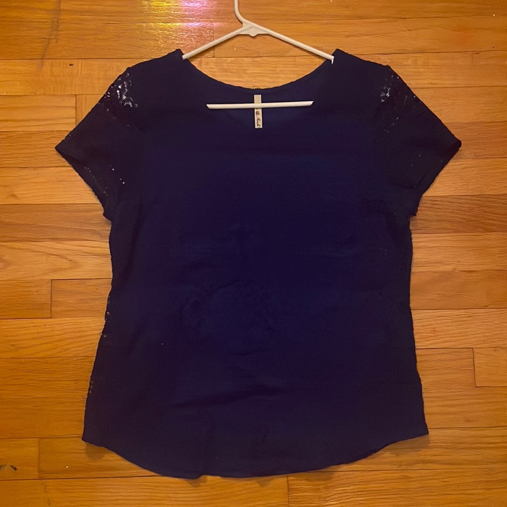 Navy Blue Lace Top